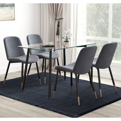 Abbot/Gabi 5pc Dining Set, Black/Grey