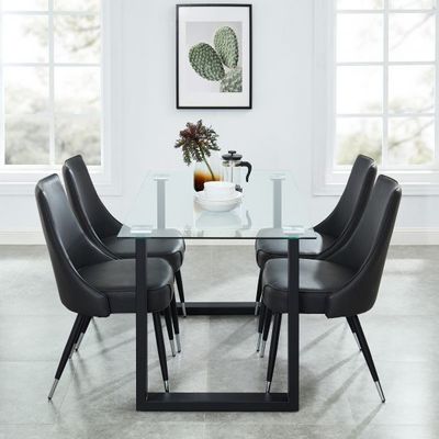 Franco/Silvano 5pc Dining Set, Black/Vintage Grey