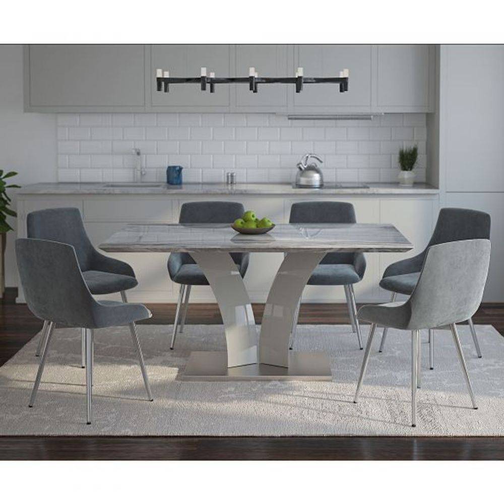 Napoli/Cassidy 7pc Dining Set, Grey/Grey