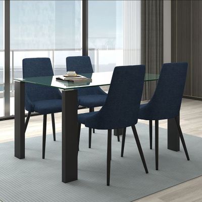 Vespa/Venice 5pc Dining Set, Black/Blue