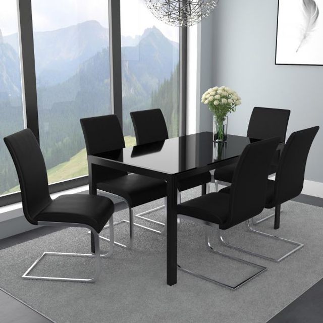 Contra/Maxim 7pc Dining Set, Black/Black