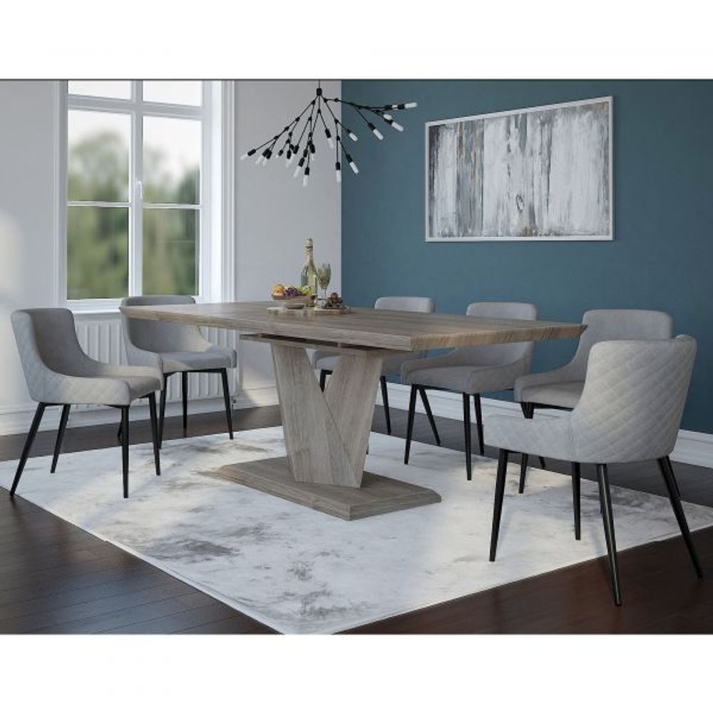 Eclipse/Bianca 7pc Dining Set, Oak/Black & Grey