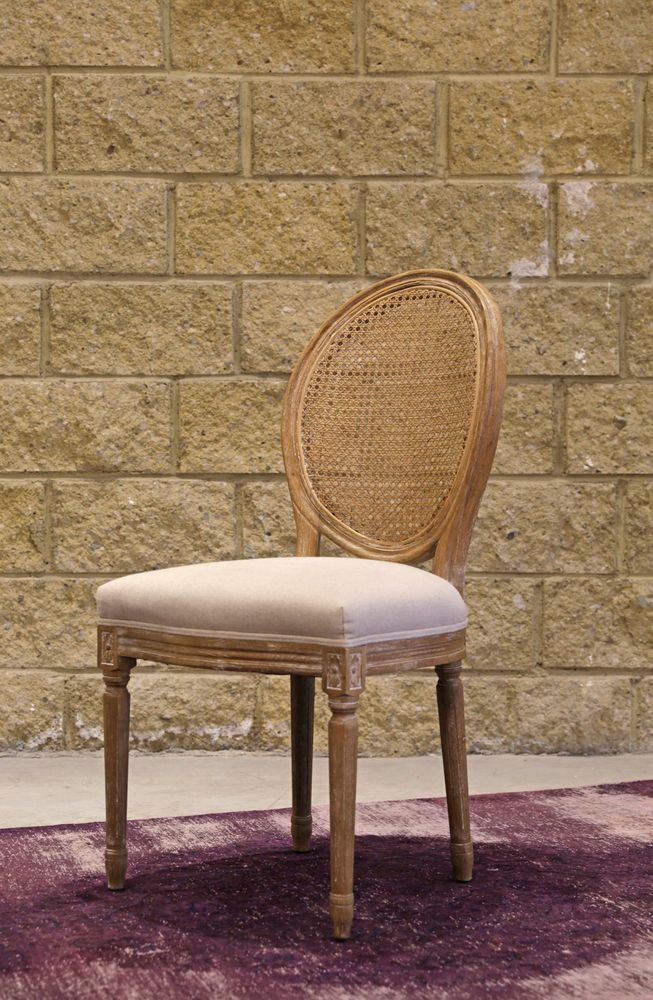 Napoleon Dining Chair w/ Cane Back- Antique Linen