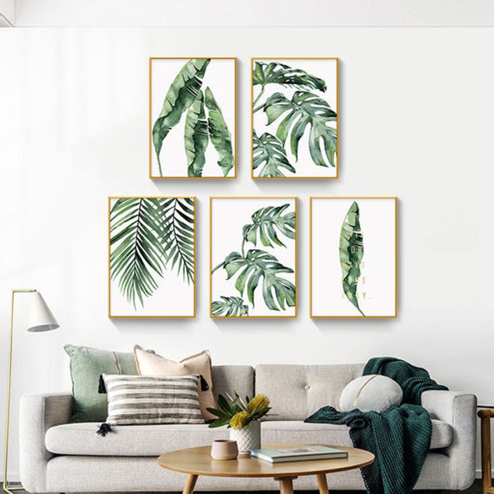 Green Envy Set of 5 Alloy Matt - Golden Frame Wall Art