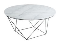 Valencia Round Coffee Table - White Marble/Black Matte