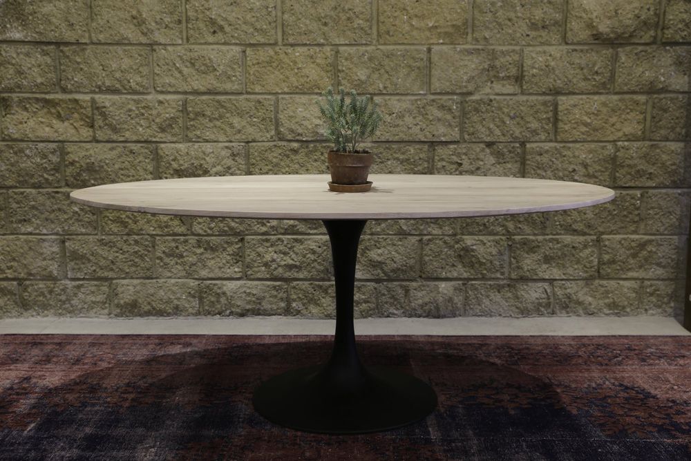 Aspen Oval Dining Table with Metal Base