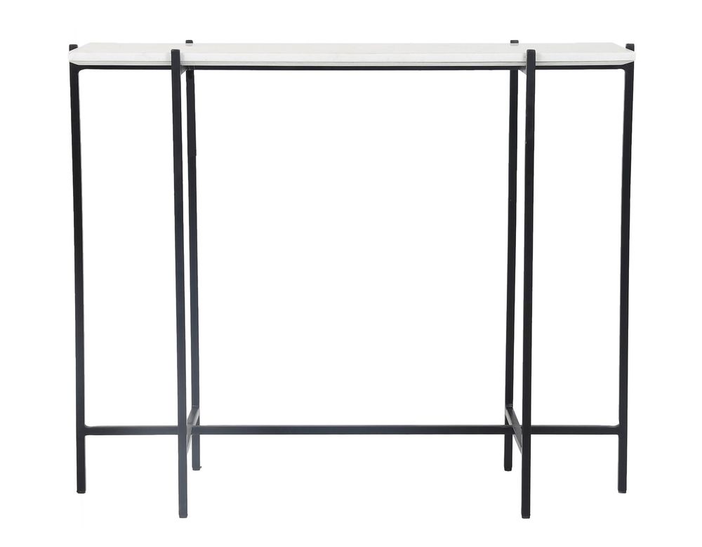 Function Console Table - White Marble/Black Base