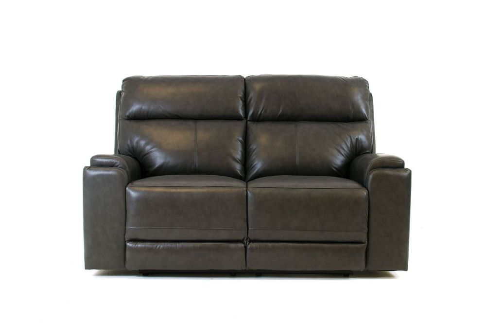 Genova Genuine Leather  Power Reclining Loveseat - Dark Grey