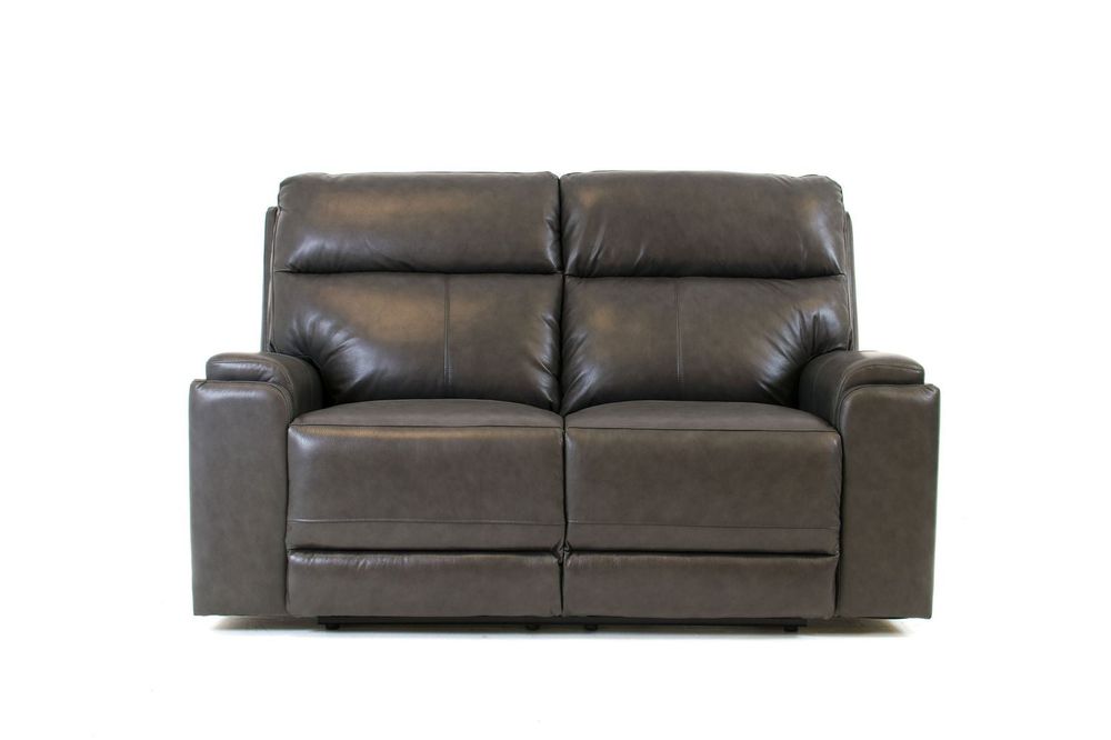 Genova Genuine Leather  Power Reclining Loveseat - Dark Grey