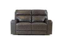 Genova Genuine Leather  Power Reclining Loveseat - Dark Grey