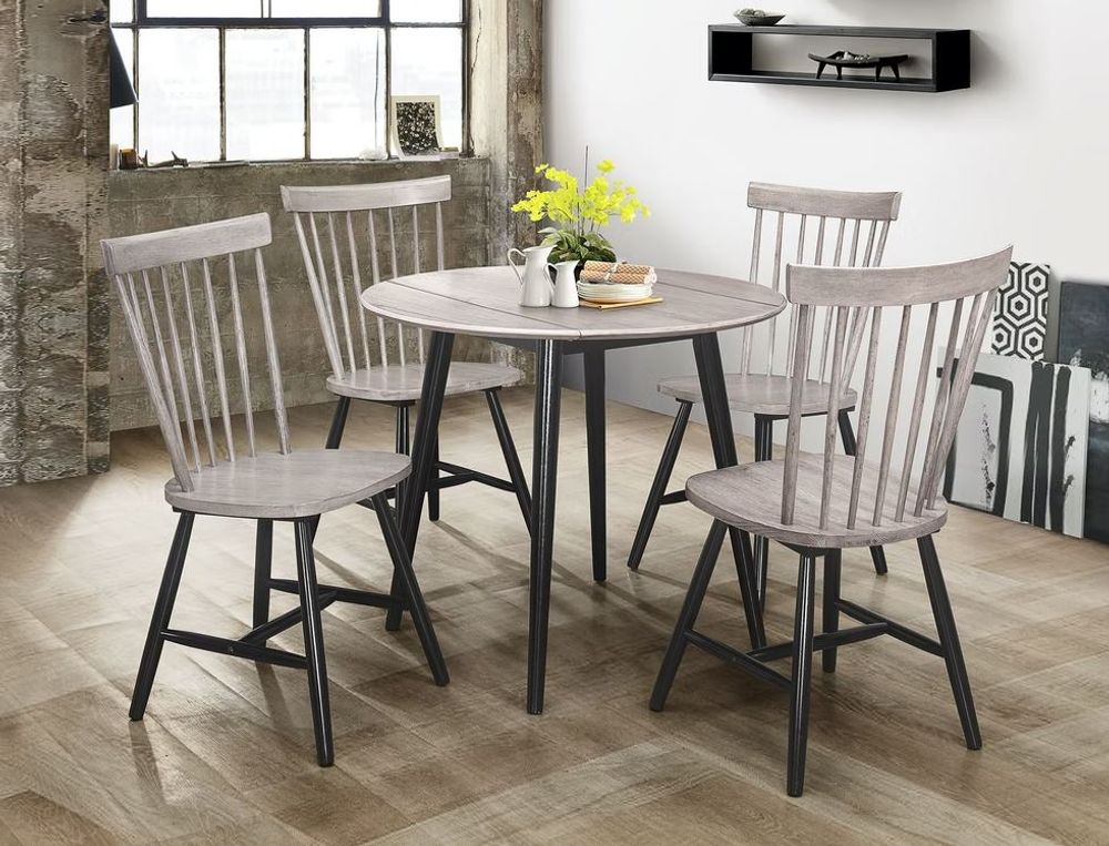 Windsor Round Dropleaf Condo Size Dining Table Grey/Black D475-12-03