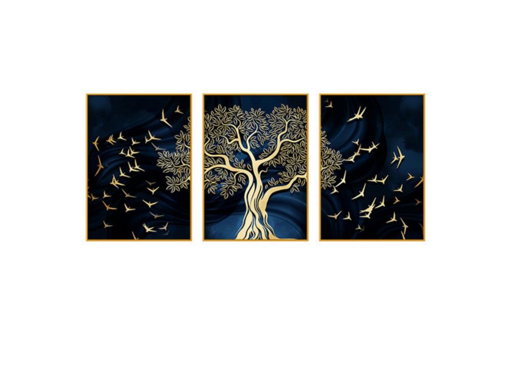 Utopia Set of 3 Alloy Matt - Golden Frame Wall Art