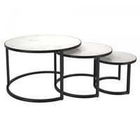 Darsh 3pc Round Coffee Table Set in Faux White Marble