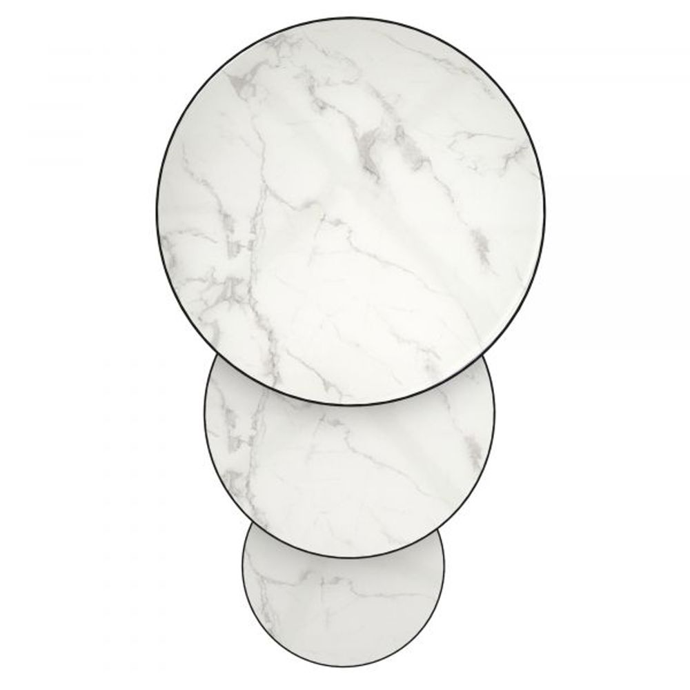 Darsh 3pc Round Coffee Table Set in Faux White Marble