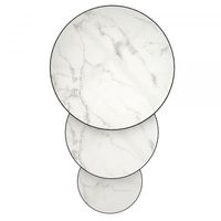 Darsh 3pc Round Coffee Table Set in Faux White Marble