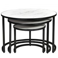 Darsh 3pc Round Coffee Table Set in Faux White Marble