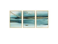 Azure Set of 3 Alloy Matt - Golden Frame Wall Art