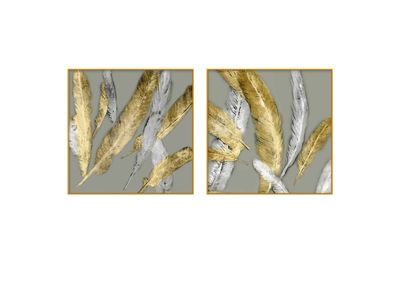 Romulus Set of 2 Alloy Matt - Golden Frame Wall Art