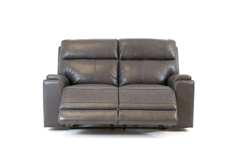 Genova Genuine Leather  Power Reclining Loveseat - Dark Grey