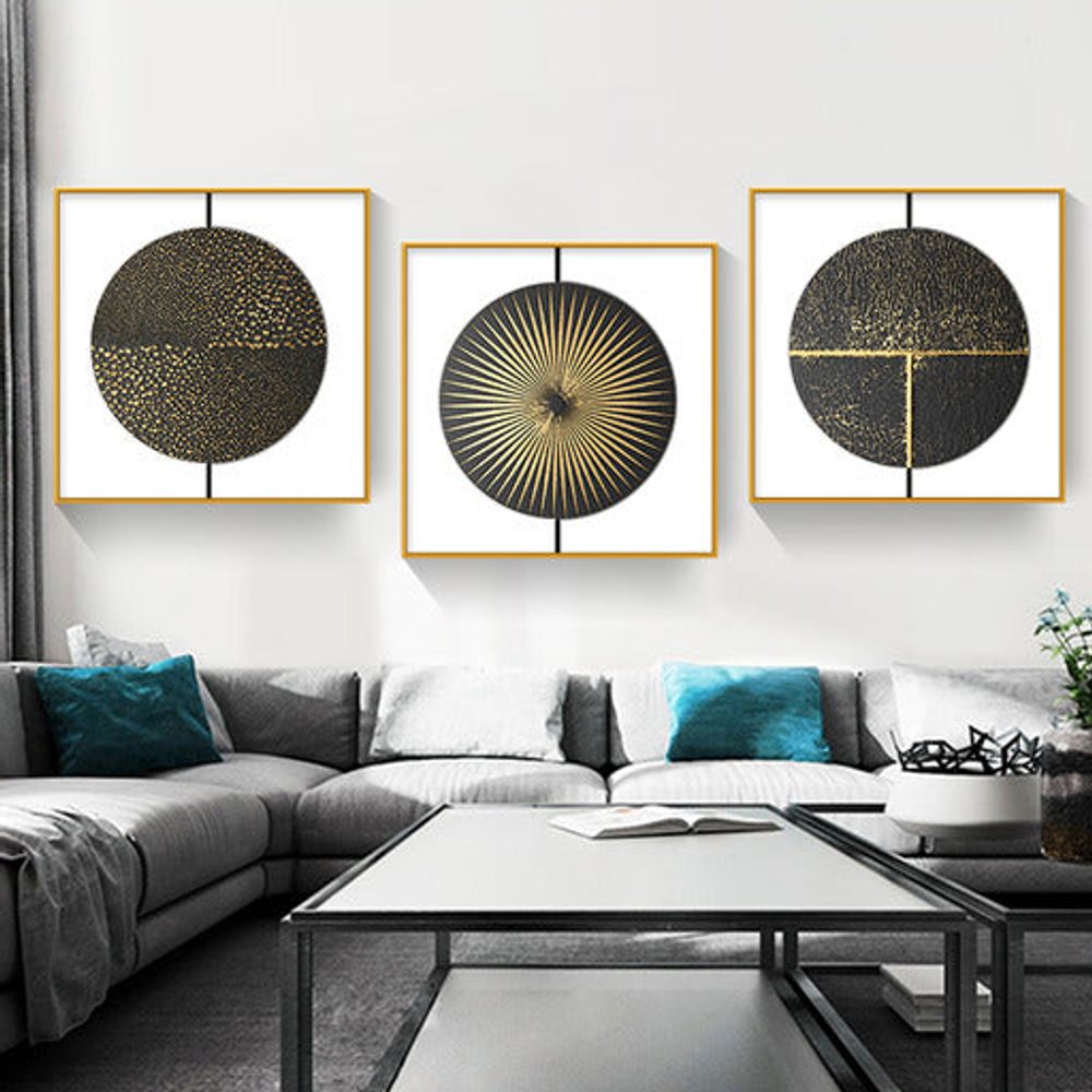 Bismark  Set of 3 Alloy Matt - Golden Frame Wall Art