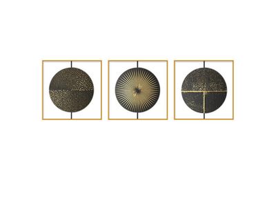 Bismark  Set of 3 Alloy Matt - Golden Frame Wall Art
