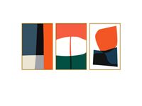 Modern Italy Set of 3 Alloy Matt - Golden Frame Wall Art