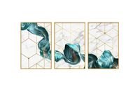 Satin Set of 3 Alloy Matt - Golden Frame Wall Art