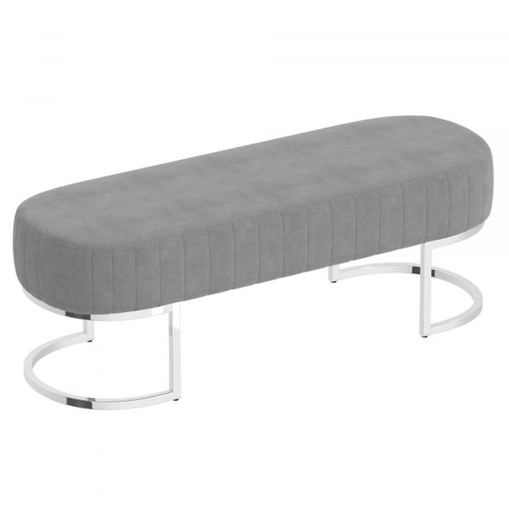 Zamora Bench in Grey with Silver Base