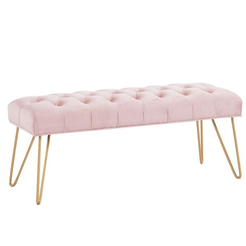 Vdara Bench in Blush Pink/Gold