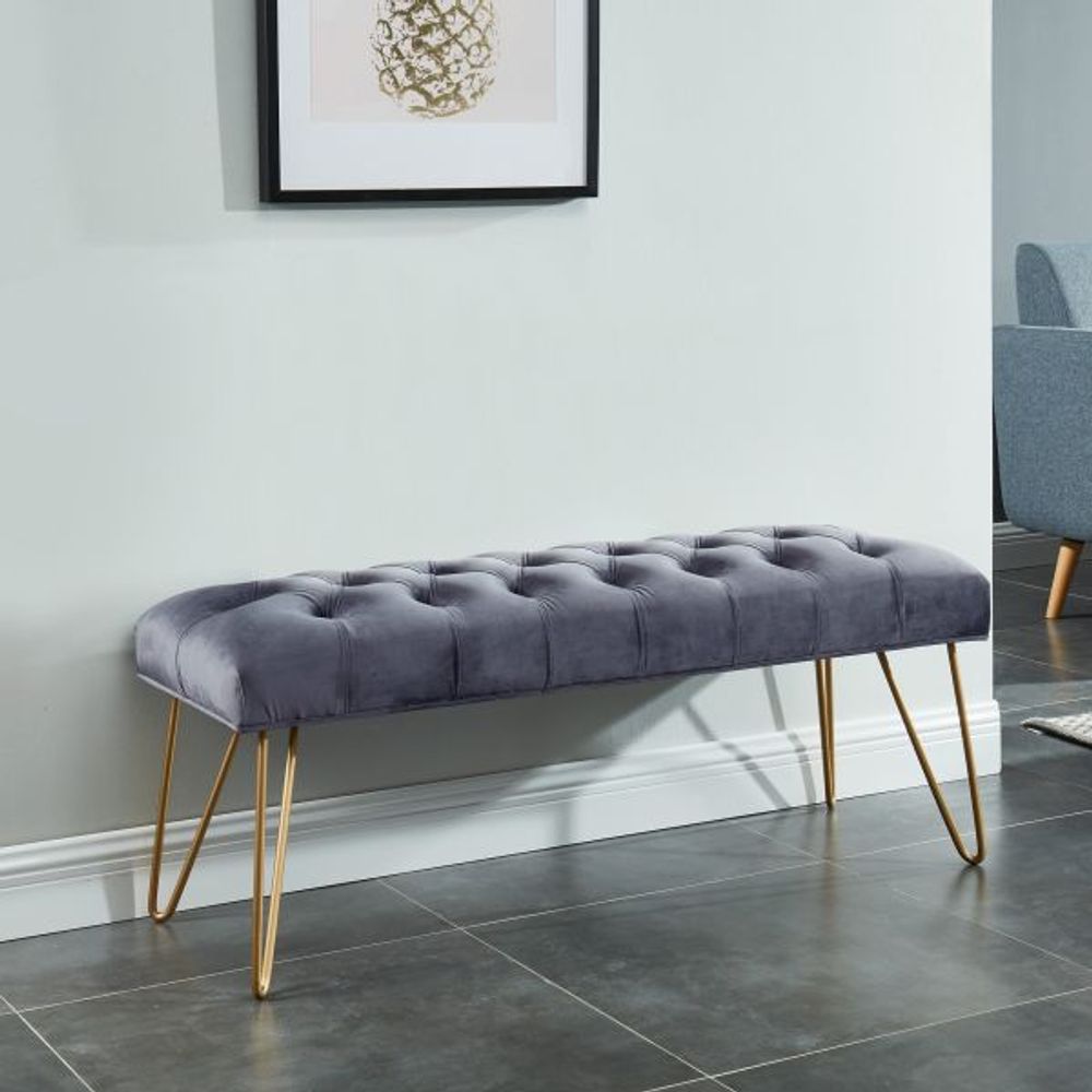 Vdara Bench in Grey/Gold