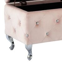 Monique Rectangular Storage Ottoman in Blush Pink