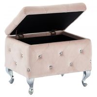 Monique Square Storage Ottoman in Blush Pink