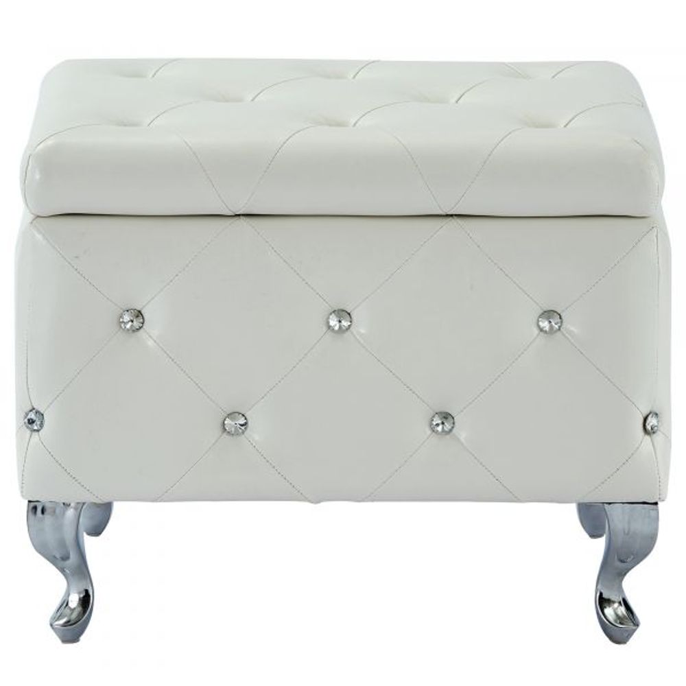 Monique Square Storage Ottoman in White