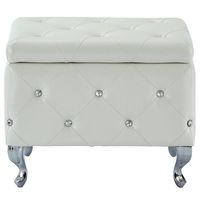 Monique Square Storage Ottoman in White