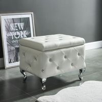 Monique Square Storage Ottoman in White