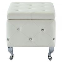 Monique Rectangular Storage Ottoman in White