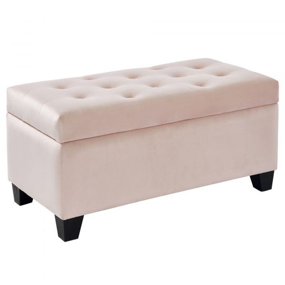 Sally Rectangular Storage Ottoman in Blush Pink