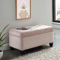 Sally Rectangular Storage Ottoman in Blush Pink