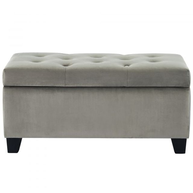 Sally Rectangular Storage Ottoman in Grey