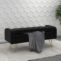 Sabel Storage Ottoman/Bench in with Gold Leg