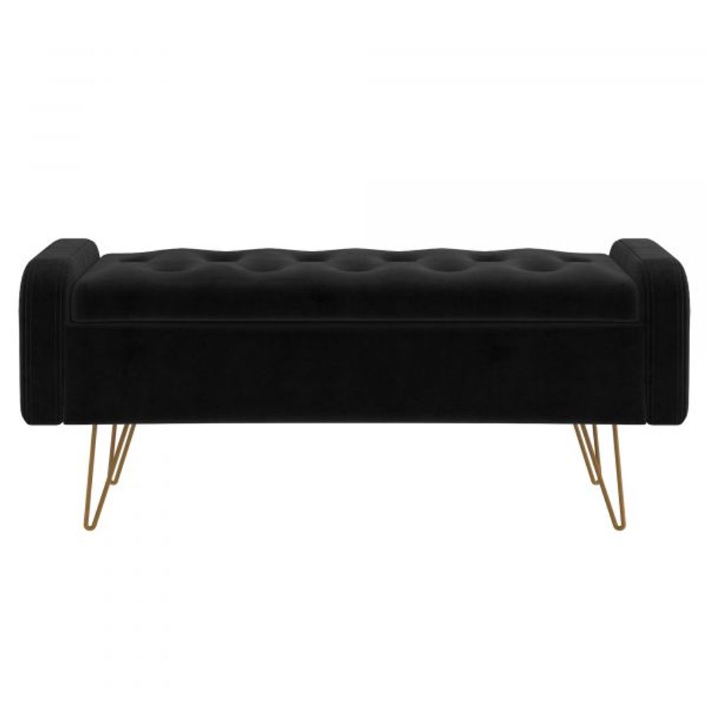 Sabel Storage Ottoman/Bench in with Gold Leg