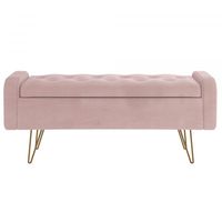 Sabel Storage Ottoman/Bench in Blush Pink with Gold Leg