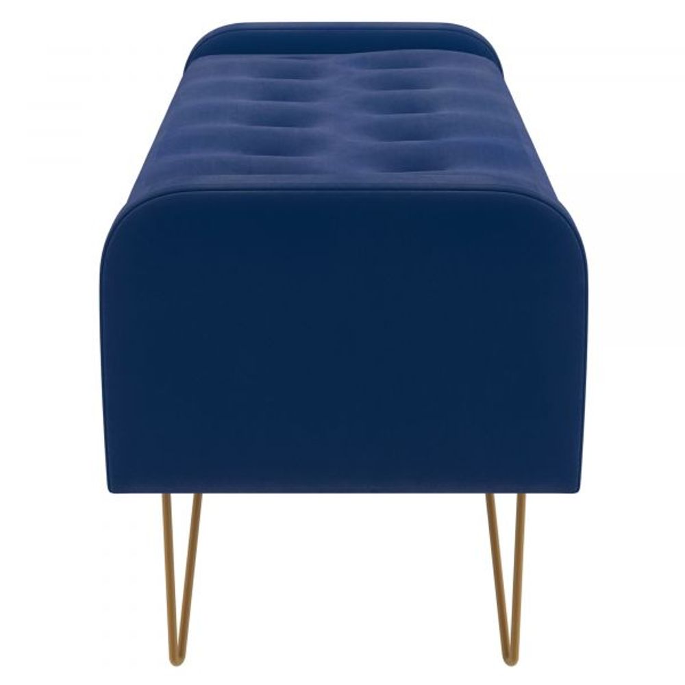 Sabel Storage Ottoman/Bench in Blue with Gold Leg