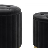 Tobi 3pc Storage Ottoman Set in Black & Gold