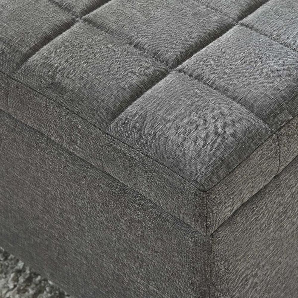 Lila Rectangular Storage Ottoman in Grey