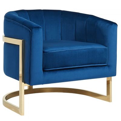 Tarra Accent Chair in Blue/Gold