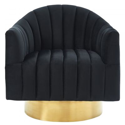 Cortina Swivel Accent Chair in Black/Gold