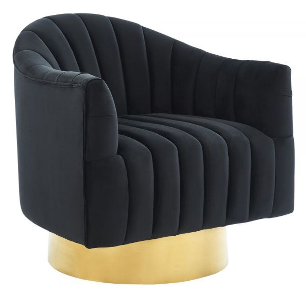 Cortina Swivel Accent Chair in Black/Gold