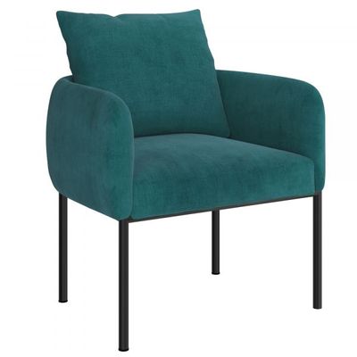 Petrie Accent Chair in Aqua with Black Leg