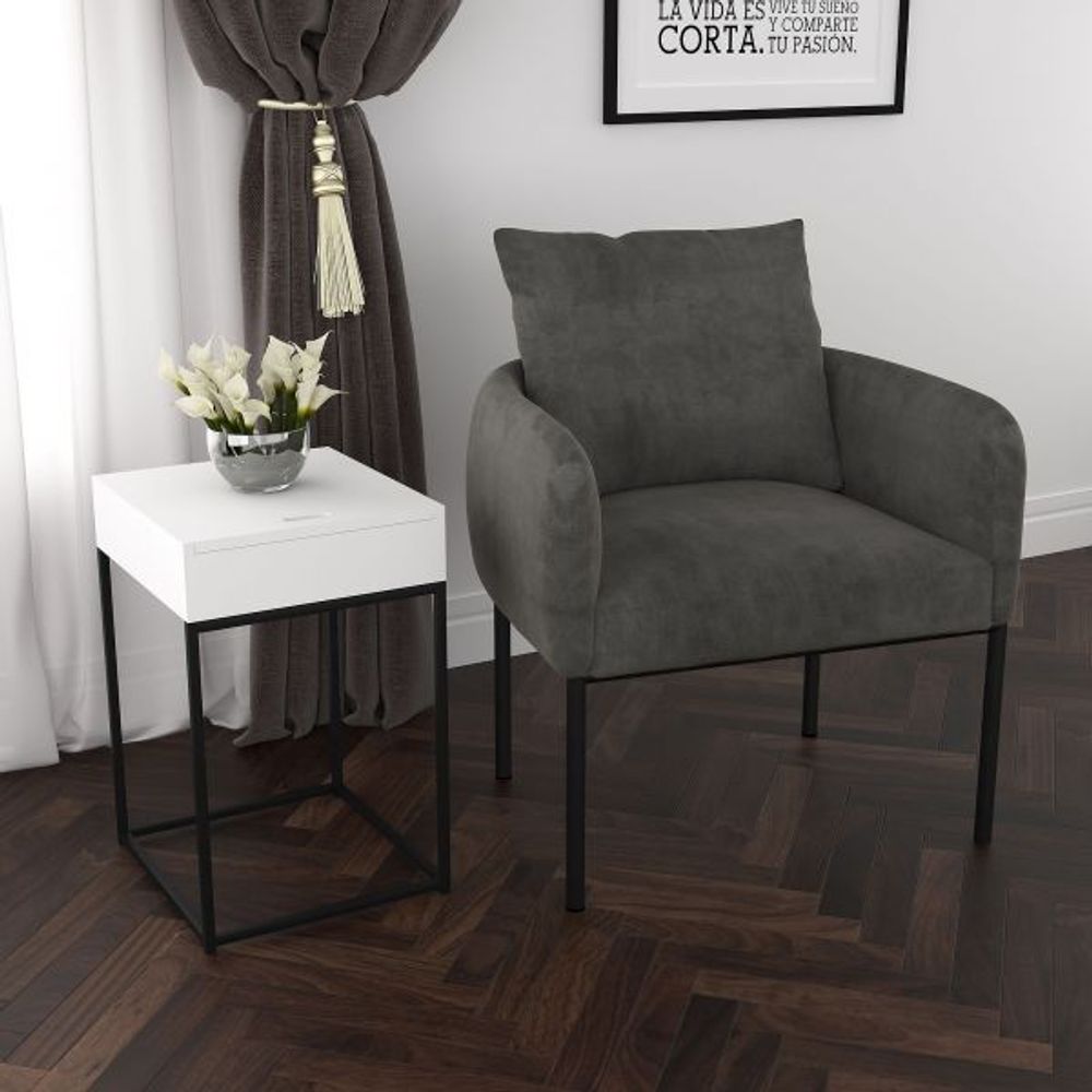 Petrie Accent Chair in Charcoal with Black Leg